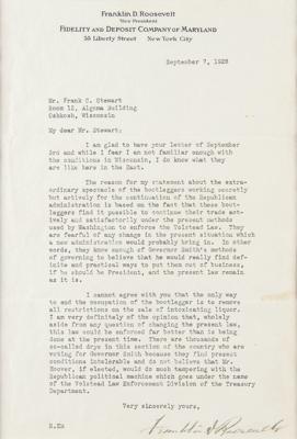 Lot #22 Franklin D. Roosevelt Typed Letter Signed on Prohibition - Image 2