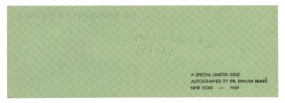 Lot #149 Edvard Benes Signed Stamp - Image 2