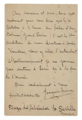 Lot #665 Joaquin Turina Autograph Letter Signed - Image 1