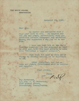 Lot #21 Franklin D. Roosevelt TLS on Behalf of Fala, Pet Dog - Image 1