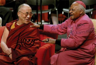 Lot #163 Dalai Lama and Desmond Tutu Signed Photograph - Image 1