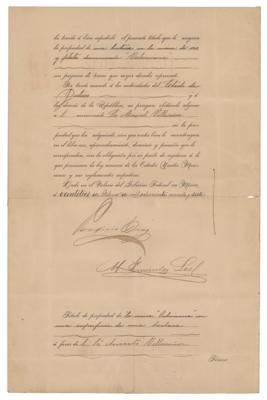 Lot #164 Porfirio Diaz Document Signed - Image 1