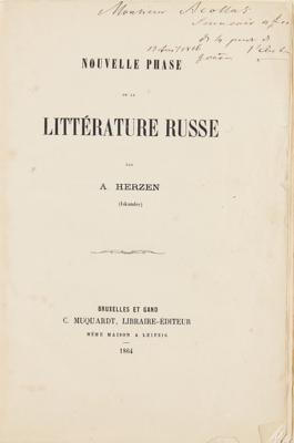 Lot #136 Alexander Herzen Signed Book - Image 1