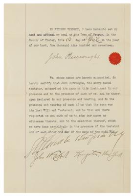 Lot #457 John Burroughs Document Signed (7x) - Image 3