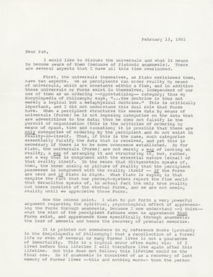 Lot #424 Philip K. Dick Typed Letter Signed - Image 1