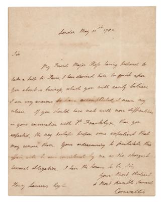 Lot #264 Charles Cornwallis ALS to Laurens on POW Exchange - Image 1
