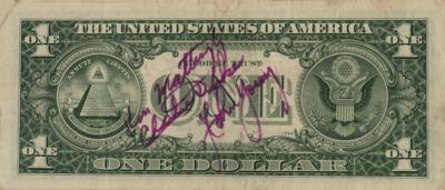 Lot #328 Apollo 16 Prime and Backup Crews Signed One-Dollar Bill - Image 1