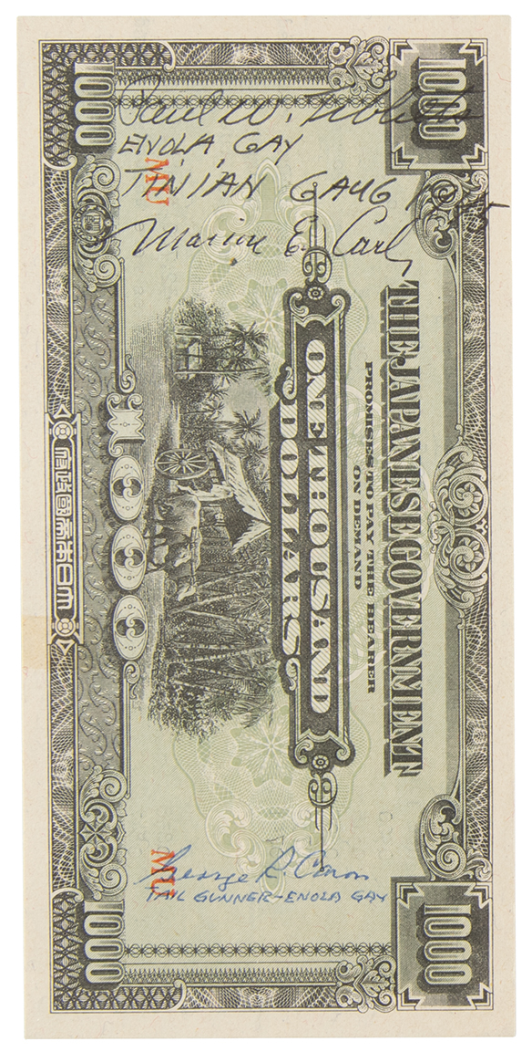 Lot #273 Enola Gay (3) Multi-Signed Japanese Government Bank Notes - Image 2