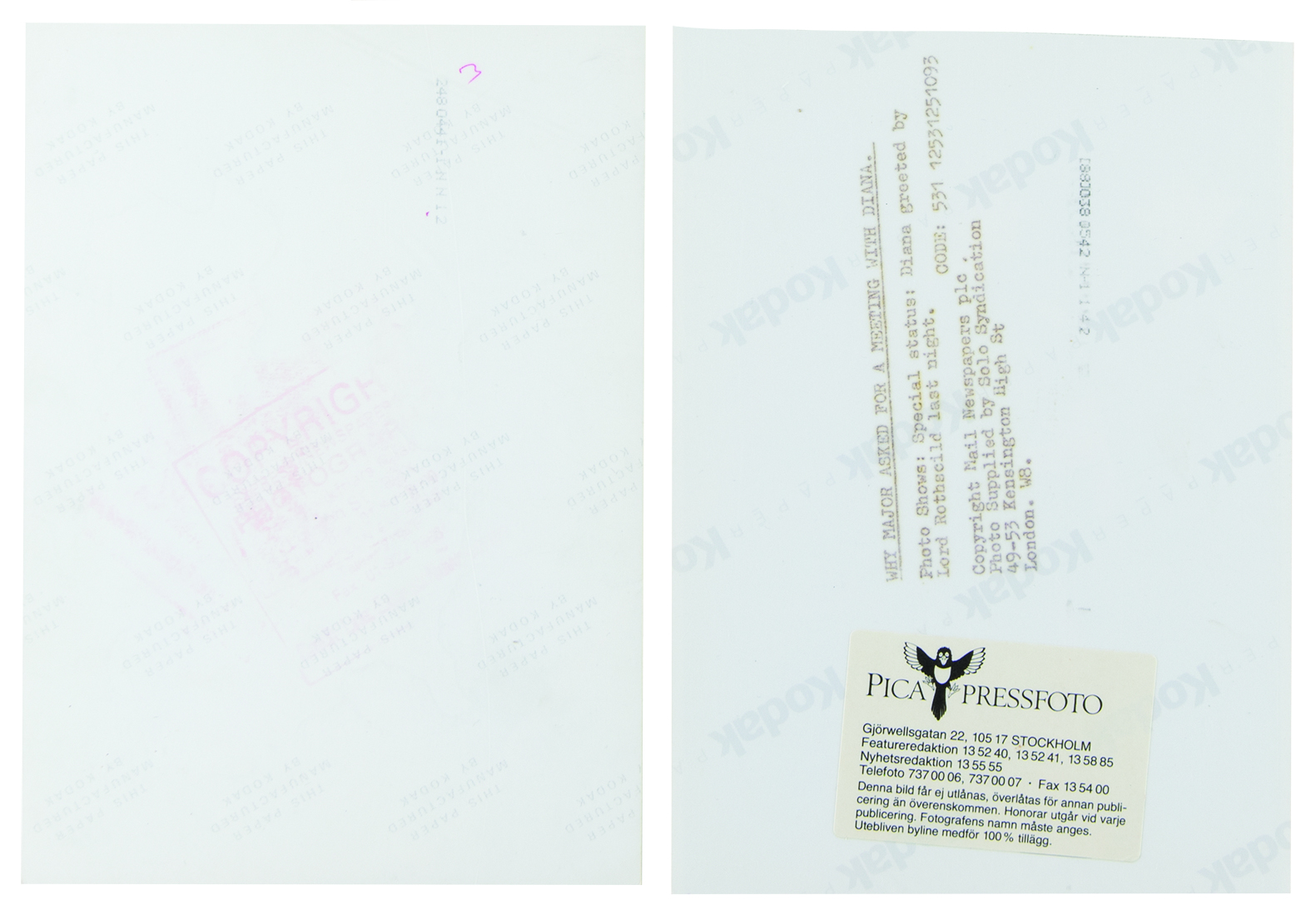 Lot #223 Princess Diana (3) Original Press Photographs - Image 2