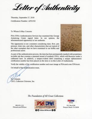 Lot #266 George A. Custer ALS on Cavalry Sabre Shield - Image 2