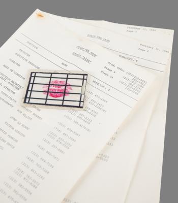 Lot #8049 Prince 'Kiss' Music Video Shooting Pass and Crew List - Image 1