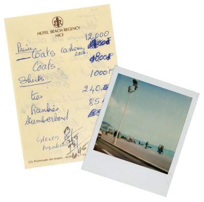 Lot #8045 Prince 1986 Under the Cherry Moon Wardrobe Shopping List and Polaroid Photo - Image 1