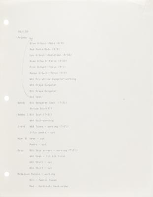 Lot #8059 Sign o' the Times Hand-Drawn Outfit Designs with Preliminary Wardrobe Documents - Image 5