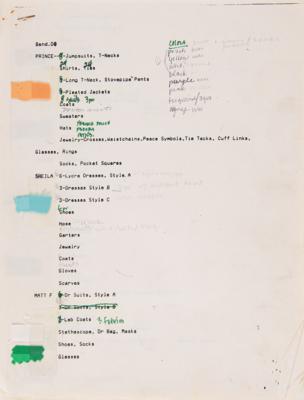 Lot #8059 Sign o' the Times Hand-Drawn Outfit Designs with Preliminary Wardrobe Documents - Image 8