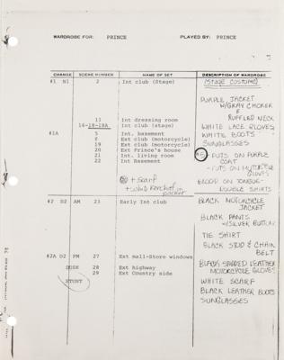 Lot #8023 Purple Rain Original Shooting Schedule - From the PRN Wardrobe Department - Image 3