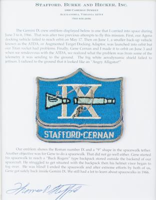 Lot #9131 Tom Stafford's Gemini 9 Flown Patch with Signed Photograph - Image 3