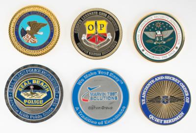 Lot #9479 Al Worden's Lot of (6) Medallions and Challenge Coins - Image 1
