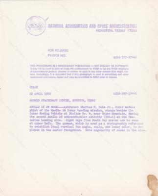 Lot #9518 Charlie Duke Original Vintage NASA Photograph - Image 2