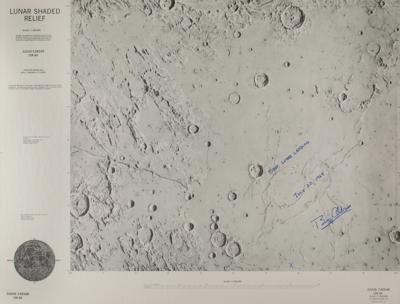 Lot #9264 Buzz Aldrin Signed Lunar Chart - Image 1