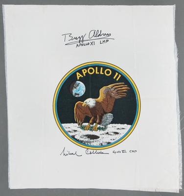 Lot #9265 Buzz Aldrin and Michael Collins Signed Apollo 11 Beta Cloth - Image 1