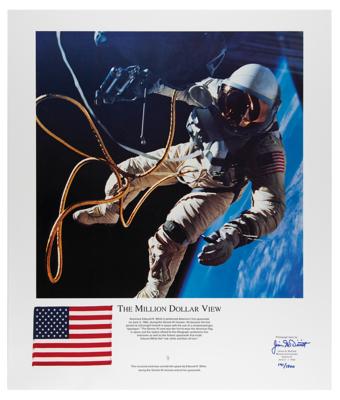 Lot #9138 Jim McDivitt Signed Lithograph with Flown Gemini 4 Seed - Image 1