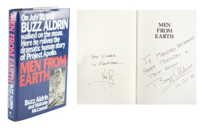 Lot #9263 Neil Armstrong and Buzz Aldrin Signed Book - Image 1