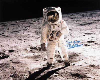 Lot #9279 Buzz Aldrin Signed Oversized Photograph - Image 1