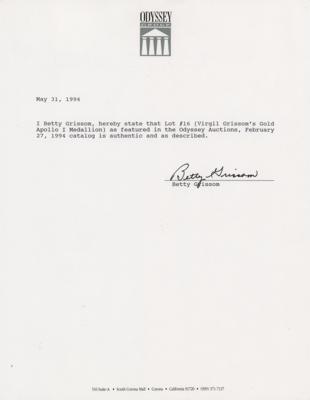 Lot #9171 Gus Grissom's Apollo 1 Gold Fliteline Medallion - Image 3