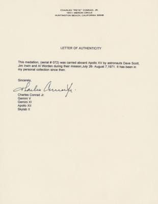 Lot #9449 Charles Conrad's Apollo 15 Flown Robbins Medallion - Image 4