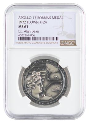 Lot #9524 Alan Bean's Apollo 17 Flown Robbins Medallion - Image 1