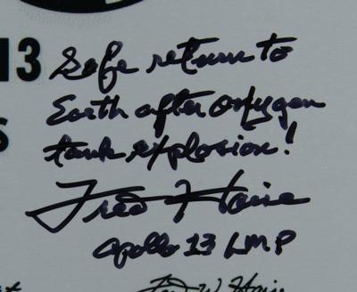 Lot #9382 Fred Haise Signed Apollo 13 Lunar Plaque - Image 2
