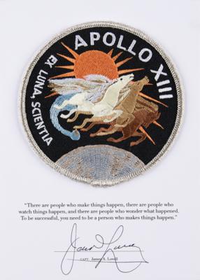 Lot #9393 James Lovell Signed Apollo 13 Patch Presentation - Image 1