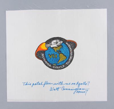 Lot #9180 Walt Cunningham's Apollo 7 Flown Beta Cloth Patch - Image 1
