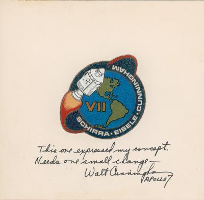 Lot #9183 Apollo 7 Insignia Artwork Signed by Walt Cunningham - Image 1