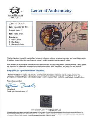 Lot #9553 Gene Cernan's Apollo 17 Signed Anniversary Cover - Image 3