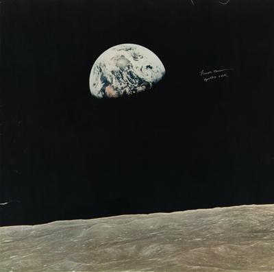 Lot #9215 Frank Borman Signed 'Earthrise' Poster - Image 1
