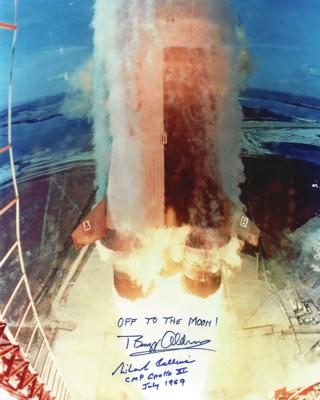 Lot #9281 Buzz Aldrin and Michael Collins Oversized Signed Photograph - Image 1