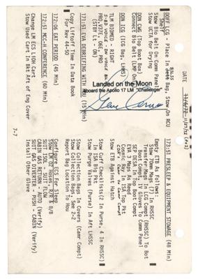 Lot #9526 Gene Cernan's Apollo 17 Lunar Surface Flown Checklist Page - Image 1