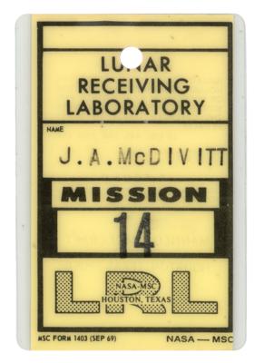 Lot #9384 Jim McDivitt's Apollo 14 Lunar Receiving Laboratory Badge - Image 1