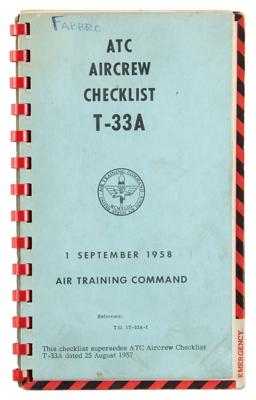 Lot #9028 Lockheed T-33A Shooting Star Aircrew Checklist - Image 1