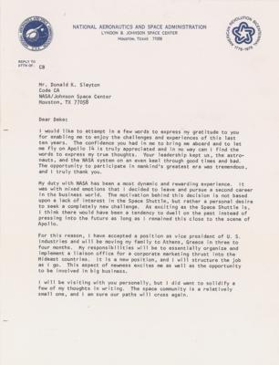 Lot #9430 Stuart Roosa Typed Letter Signed to Deke Slayton - Image 1