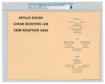 Lot #9277 Neil Armstrong's Lunar Receiving Lab Crew Menu - Image 1
