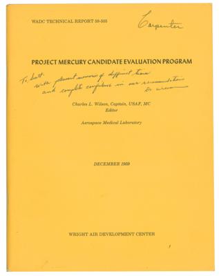 Lot #9082 Scott Carpenter's Project Mercury Candidate Evaluation Booklet - Image 1