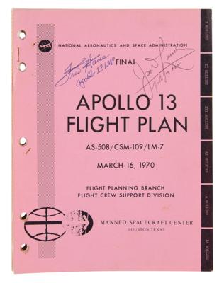 Lot #9376 James Lovell and Fred Haise Signed Apollo 13 Final Flight Plan - Image 1
