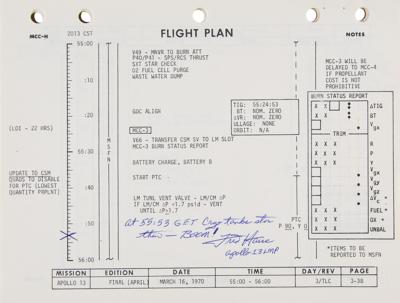 Lot #9376 James Lovell and Fred Haise Signed Apollo 13 Final Flight Plan - Image 3