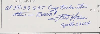 Lot #9376 James Lovell and Fred Haise Signed Apollo 13 Final Flight Plan - Image 4