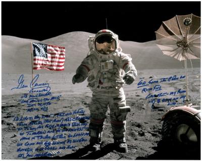 Lot #9532 Gene Cernan Oversized Signed Photograph - Image 1