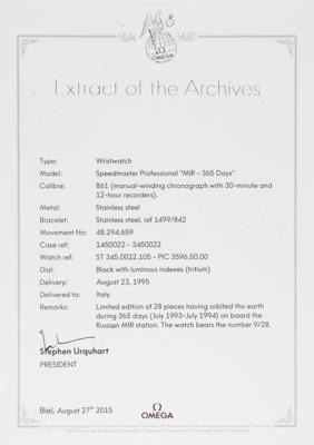 Lot #9006 Mir Flown Omega Speedmaster Professional Chronograph (365 Days in Space) - Image 15
