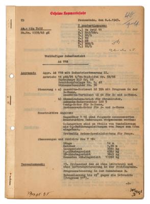 Lot #9684 Wernher von Braun Signed Peenemunde V-2 Rocket Flight Report - Image 1