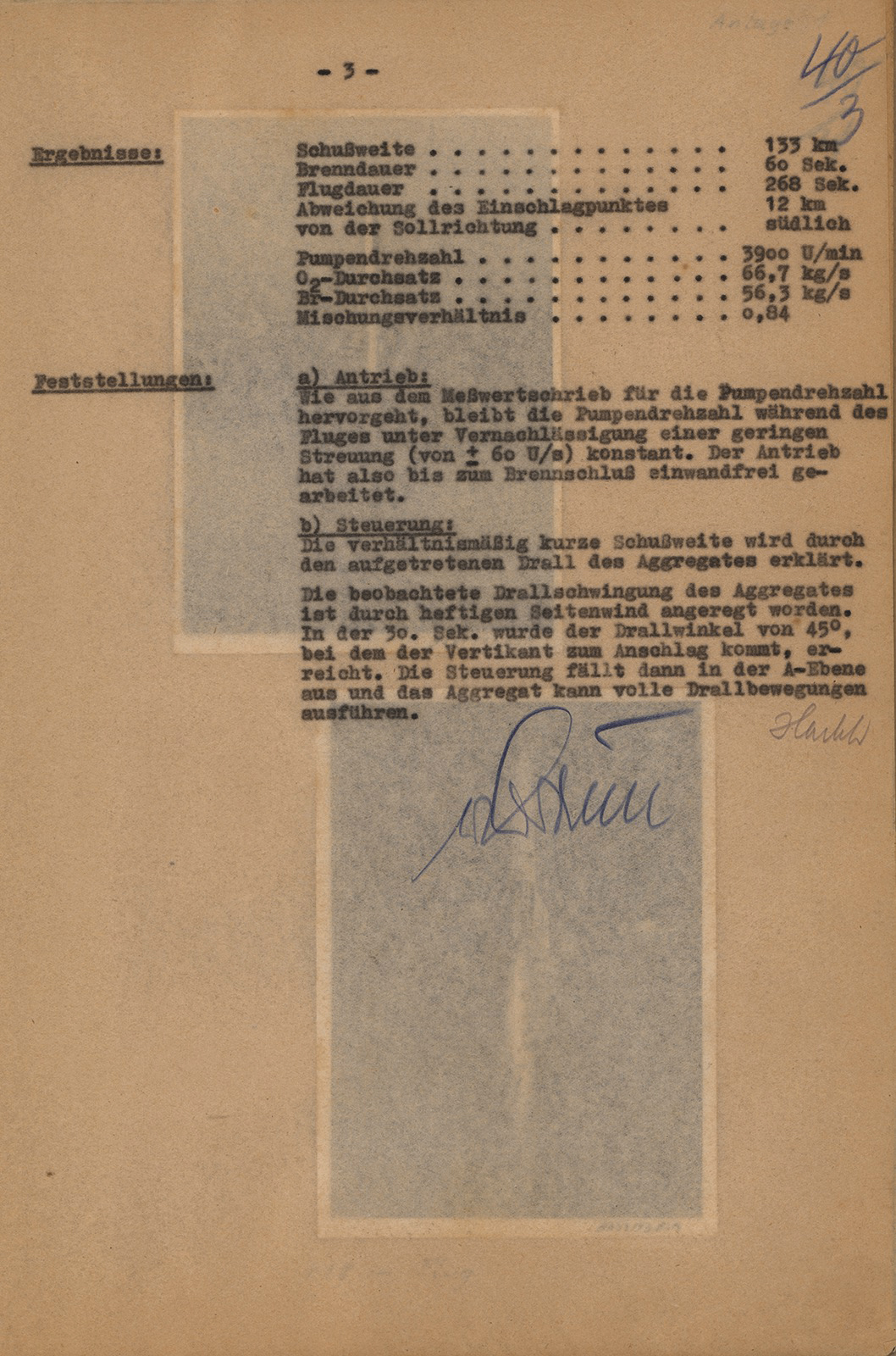 Lot #9684 Wernher von Braun Signed Peenemunde V-2 Rocket Flight Report - Image 3